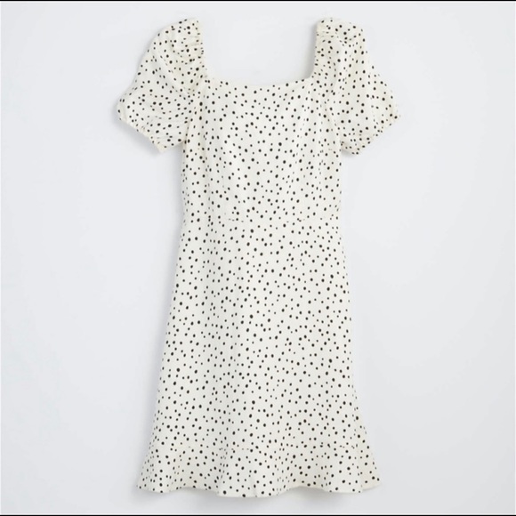 LOFT Dresses & Skirts - NWT Loft White/Black Dotted Flared Dress size 14